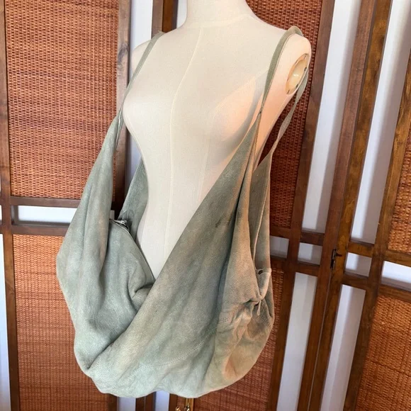 Free People WTF Sun Faded Hobo - Cactus lamb suede - Picture 9 of 14